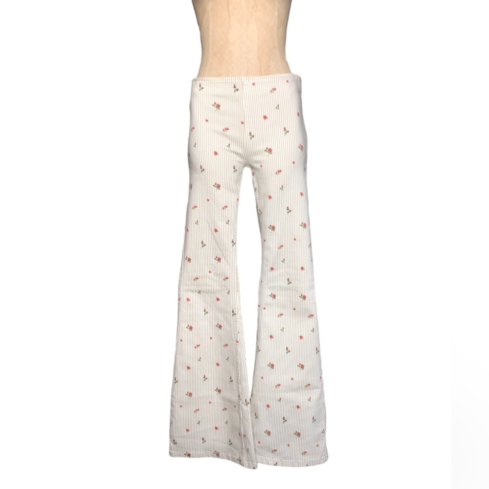 FREE PEOPLE Floral Boot Cut Flare Pants with Elastic Waistbands Size:26